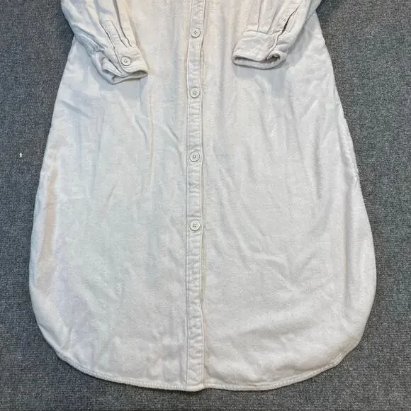 BP. X Wildfang Womens Medium Ivory Cotton Long Sleeve Shirt Dress Maxi - Picture 3 of 9